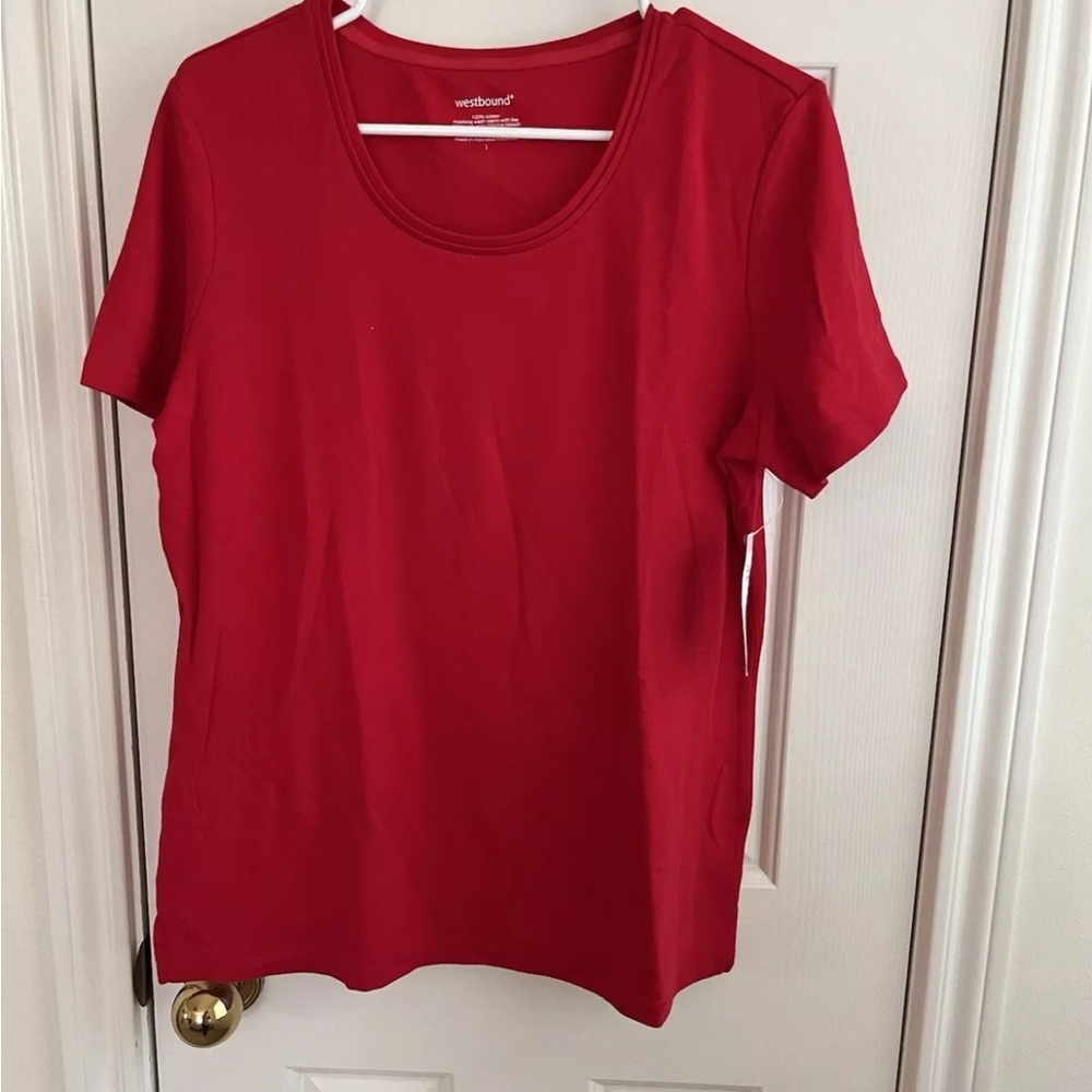 Westbound Women's 100% Cotton Cherry Red  Short sleeve t shirt. Size L